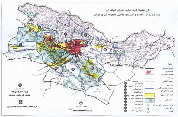 حدود و تقسیمات داخلی مجموعه شهری تهران