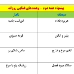 جدول برنامه غذایی هفتگی